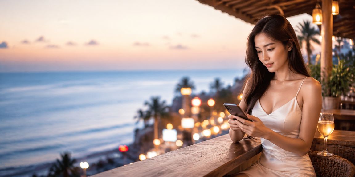 Người dùng tại Đà Lạt đặt cược thể thao trên điện thoại trong không gian yên tĩnh buổi sáng