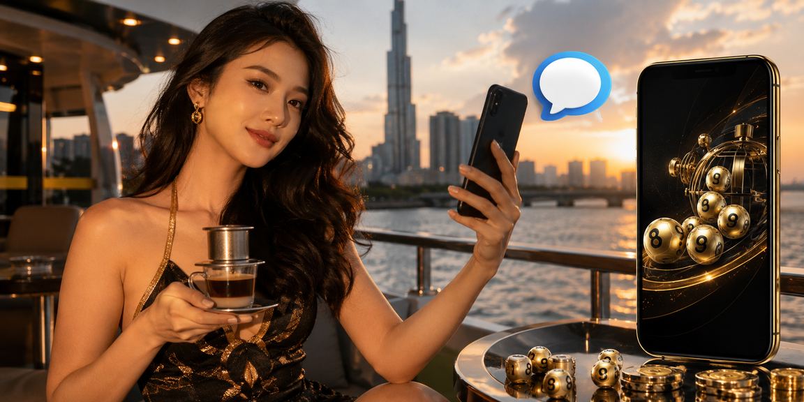 Người dùng tại TP.HCM kiểm tra kết quả xổ số và số dư tài khoản bên ly cà phê buổi sáng